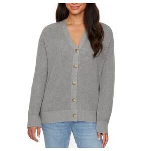 Hudson Cardigan Sweater Small Gray Chunky Knit Button Up Cozy Cabincore